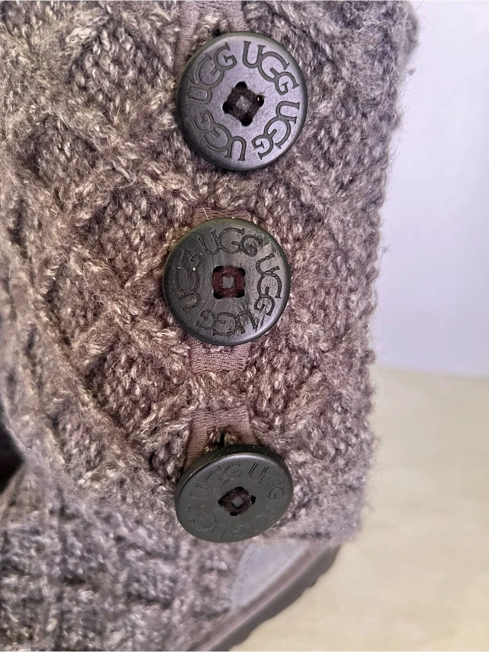 UGG Quilted Knit Button Mid-Calf Boots - Gray